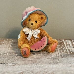Cherished Teddies Julie Tan Bear with Pink Watermelon